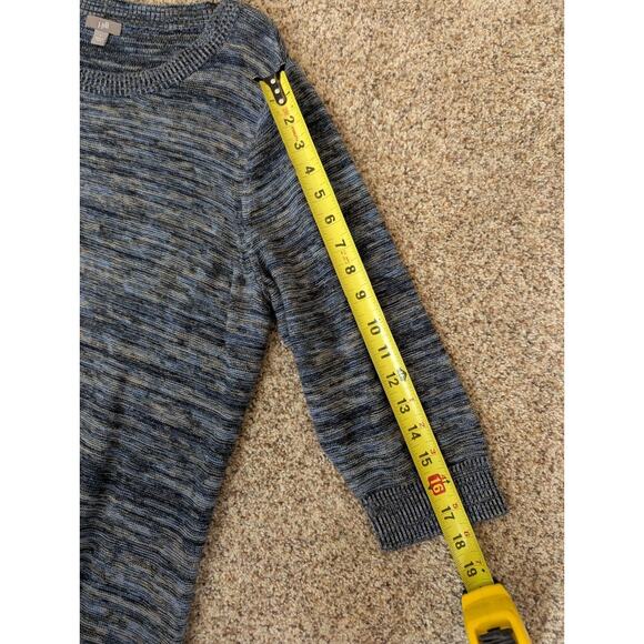 J.Jill Linen Cotton Tunic Sweater Dress 3/4 Sleeve Slits Heather Blue Size Large - Picture 6 of 11